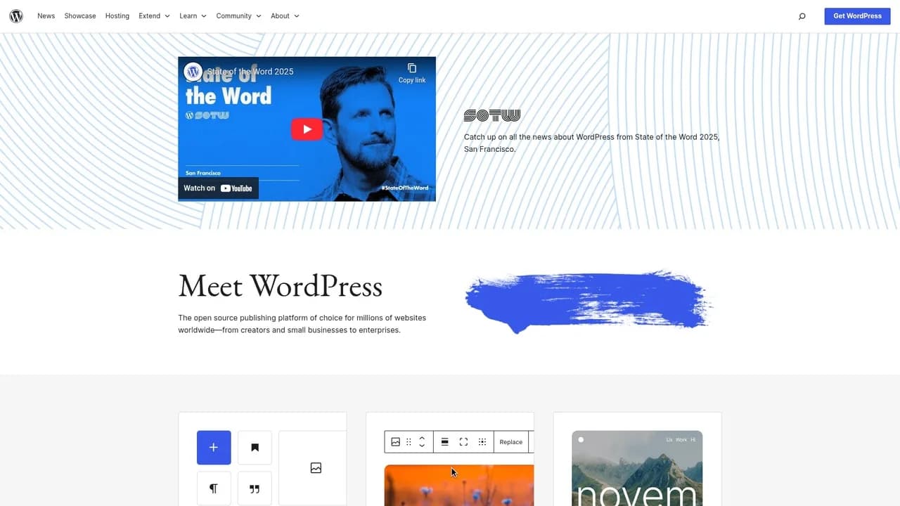 WordPress.org dashboard and editor interface